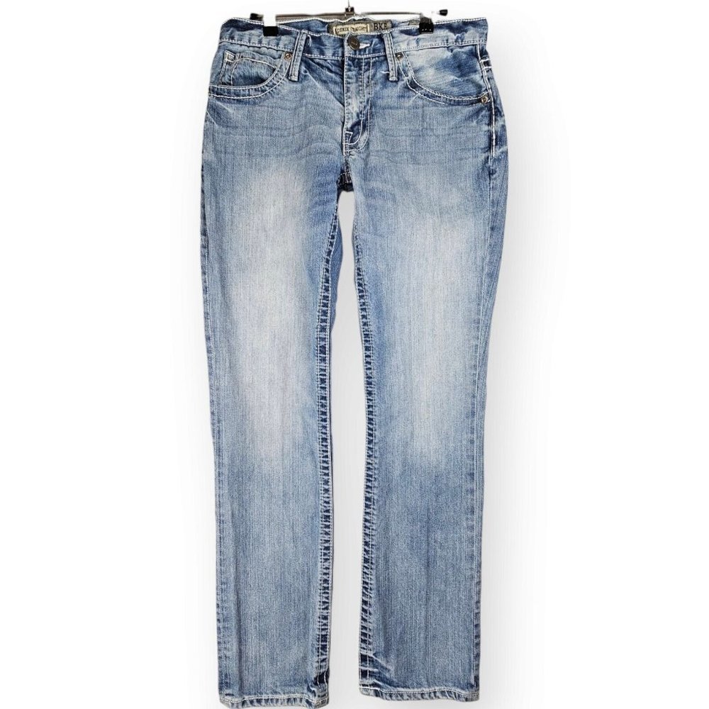 Buckle BKE Denim Derek Straight 30L (30x32) Relaxed Light Wash Blue Denim Jeans